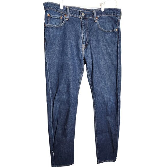 Levi Premium Quality‎ 502 Jeans Men 36x32 Blue Regular Tapered Distressed Denim - Picture 1 of 9